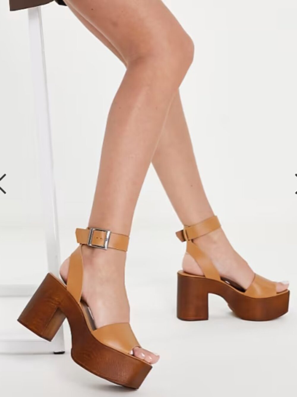 ASOS DESIGN Nata platform heeled sandals (Color: Tan)